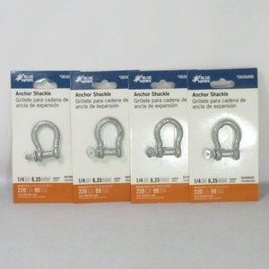 Lot of 4 Anchor Shackles Galvanized 1.4" 6.35mm Medium Duty 220lb Blue Hawk